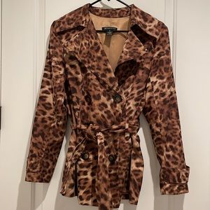 INC cheetah trench coat